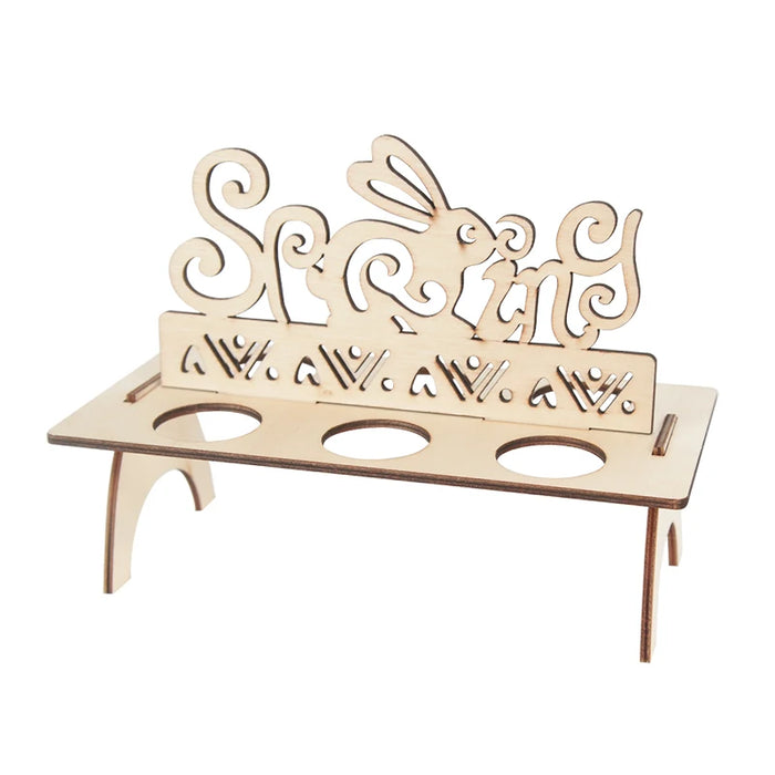 Easter Decoration for Home Wooden Easter Egg Holder Shelves DIY Craft Handmade Ornaments Kids Gift Happy Easter Party Decor 2025