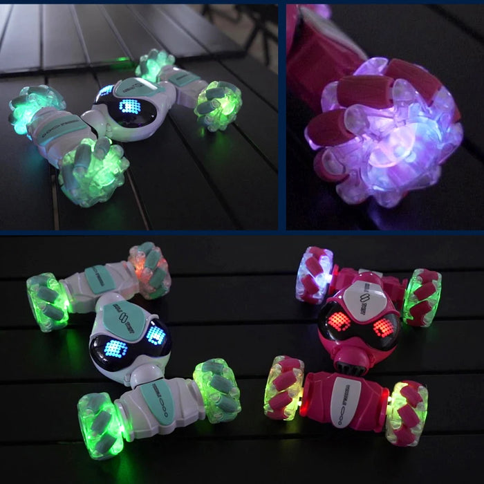 Rc Stunt Car Dual Remote Control Watch Gesture Sensor Drift 2.4GHz 4wd Rotation Deformation Electric Toy for Kids Boys Christmas