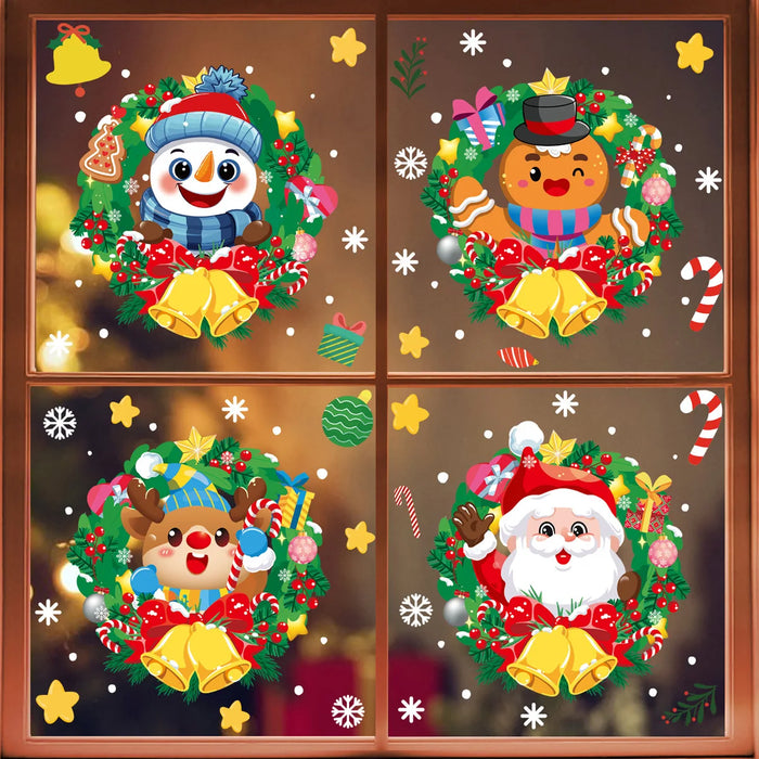 Santa Claus Reindeer Window Glass Stickers Snowman Snowflake