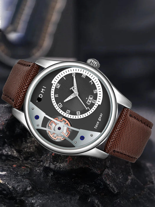 Set Gift Box for Men's Minimalist Business Watch Luxury Versatile Double Strap Detachable Watch Festival Gift