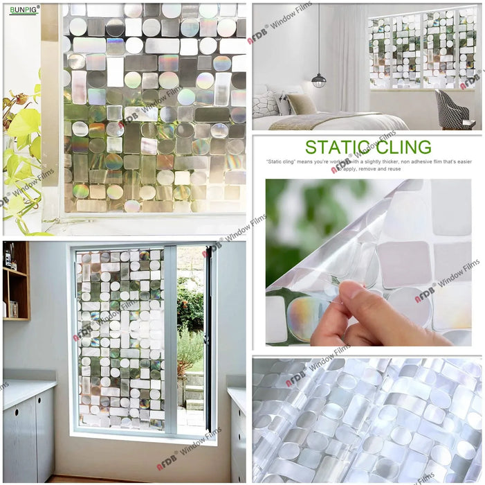 Stained Decorative Window Film Static Self Adhesive Glass Sticker Heat Control Vinyl Window Cling For Home Door Glass Decals