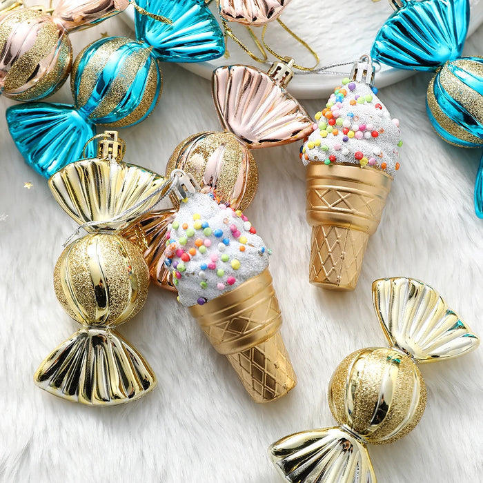 Mix Cute Candy Donuts Cupcake Ice Cream Cone Christmas Ornaments