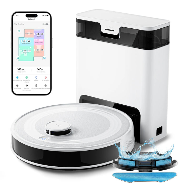 Lefant M2Pro Robot Vacuum with Mop,Self-Emptying, 5500Pa , DTOF Laser Navigation, PSD Obstacle Avoidance, Wi-fi/Alexa Control