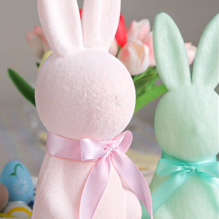 Easter Flocking Ornaments Plush Bunny Spring Decoration Scene Arrangement Gift Detachable Easter Bunny Ornament Easter Gift