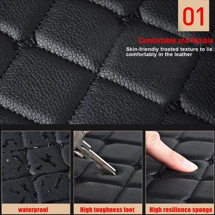 Car Floor Mats 4PCS Universal PU Leather Waterproof Auto Foot Pad Protector