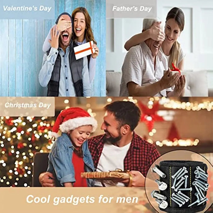 Magnetic Wristband for Holding Screws,Nails,Drilling Bits,Wrist Tool Holder Belts with Strong Magnets,Cool Gadgets for Men, wome