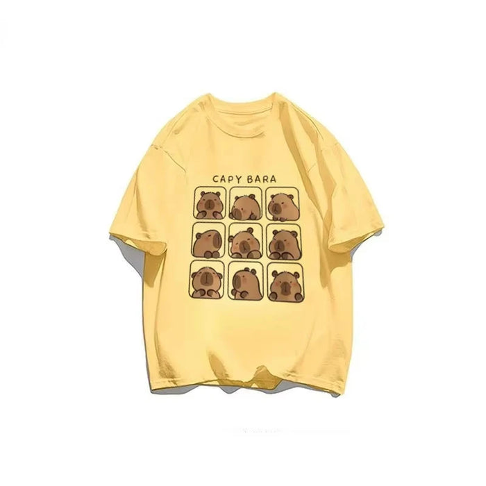 Capybara Print 100% Cotton T-shirts Women Manga Graphic Y2K Tee Harajuku Top Female Japanese Manga Designer Clothing