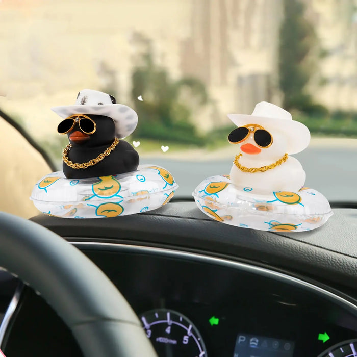 2Pcs Car Dashboard Rubber Duck Decorations