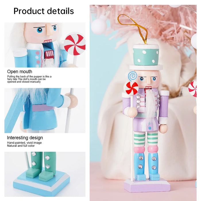 4Pcs Candy Series Nutcracker Puppet Christmas Tree Pendant Wooden