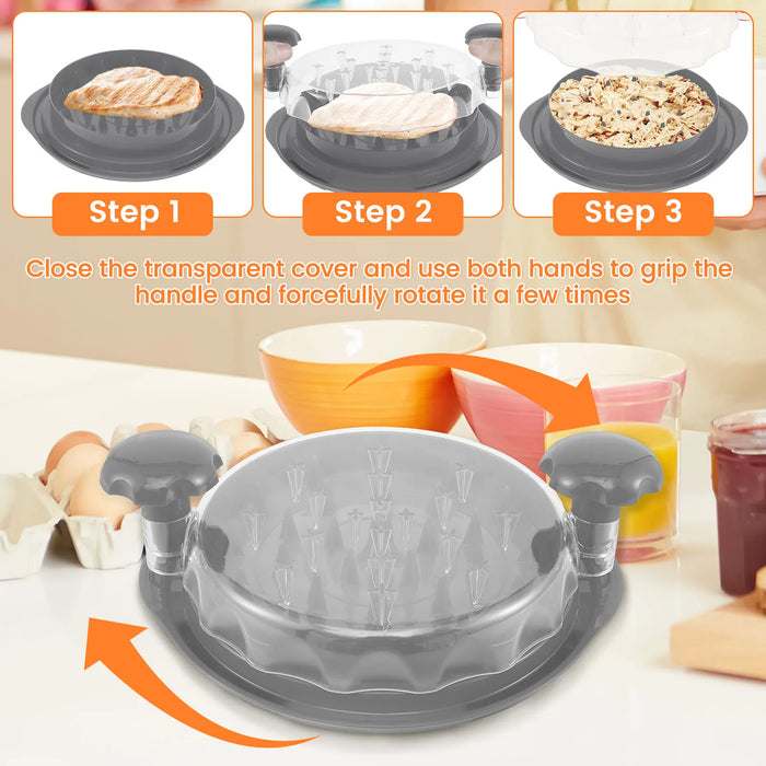 Chicken Shredder, with Clear Lid Non-Slip Chicken Breast Shredder with Ergonomic Handle BPA Free Chicken Shredder Tool for Home