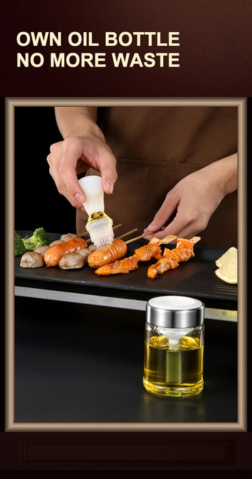 Silicone Oil Brush Bottle Kitchen BBQ Oil Brush Dispenser Not-leaking Barbecue Grill Honey Liquid Baking Pastry Pancake Brush