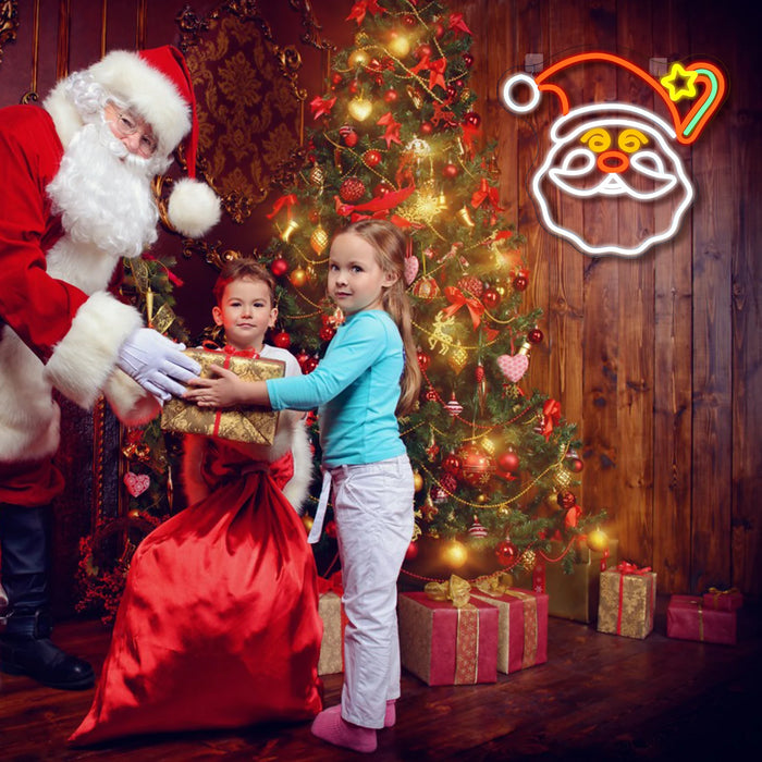 Merry Christmas Neon Sign Christmas Hat Dimmable LED Sign