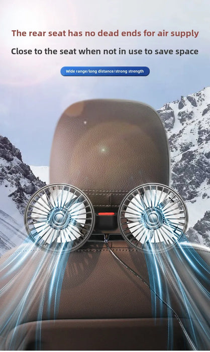 Car Safety Rear Seat Double-head Fan Kids Outdoor Fan Clip on Car Seat 360 Rotation Neck Cooler for Baby Summer Car Accessories