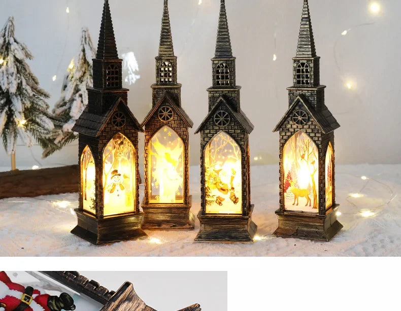 Christmas Light Up Church Decorative Battery Operated Lantern