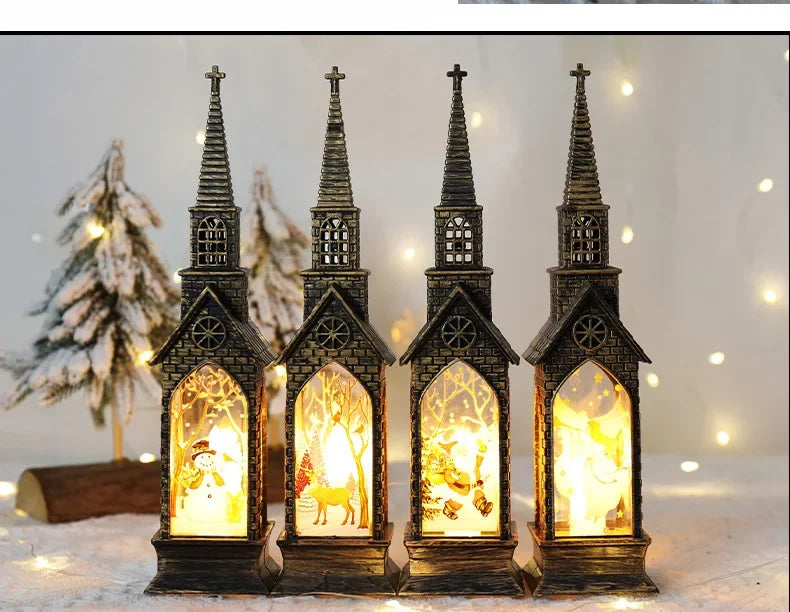 Christmas Light Up Church Decorative Battery Operated Lantern