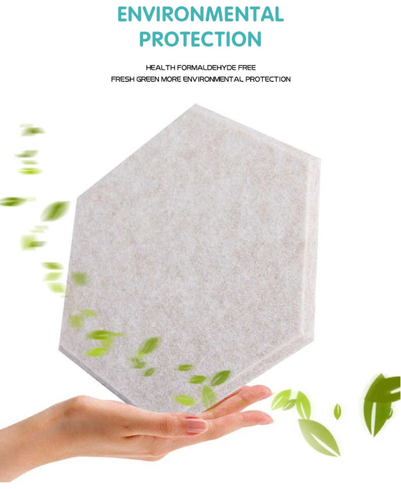 12 Pcs Hexagon Polyester Acoustic Panel Sound Proof Soundproofing Wall Panels Wall Decor For Kids Rooms Nursery Office Stickers