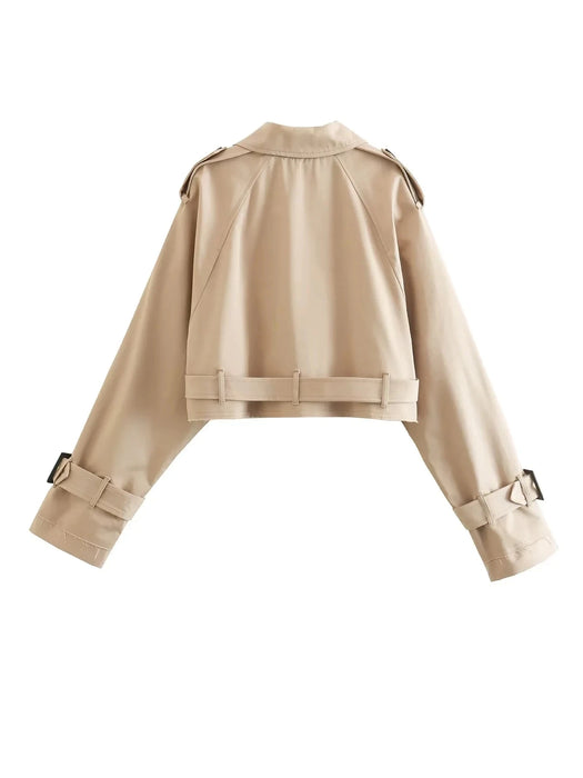 Belt Cropped Trench Spring Jacket