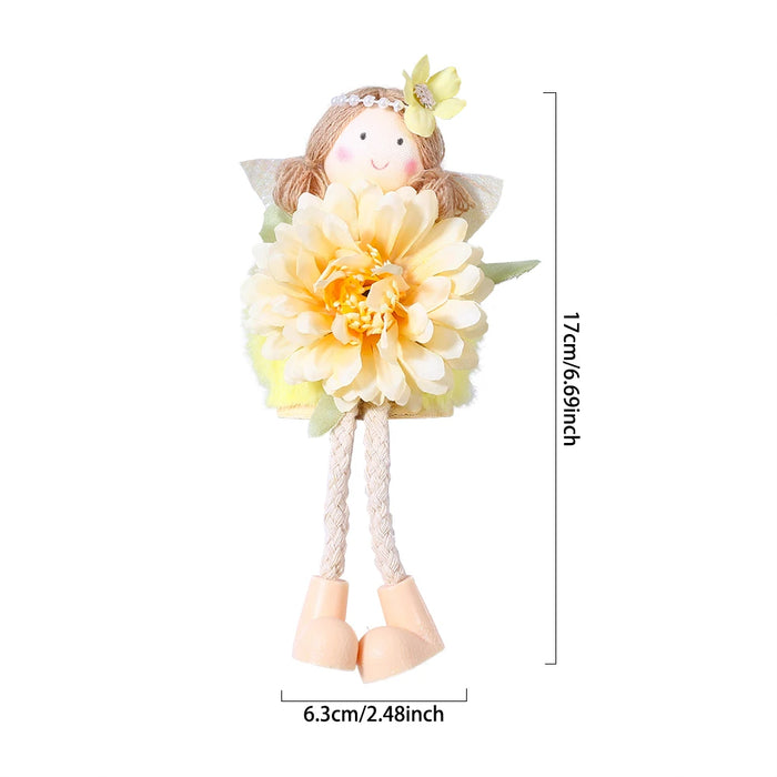 24cm Easter Flower Bunny Ornaments Pink Yellow Gauze Skirt Bunny Easter Party Decor Supplies Home Desktop Decorations Kids Gifts