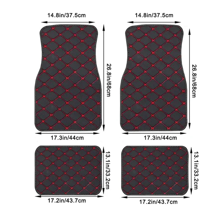 Car Floor Mats 4PCS Universal PU Leather Waterproof Auto Foot Pad Protector