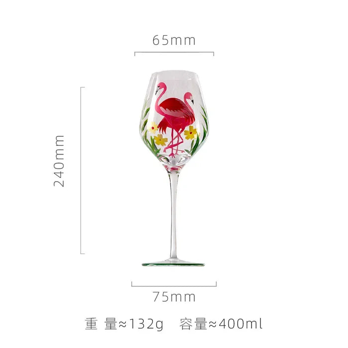 1 Piece Hand Painted Glass Goblet Cup Creative Red Wine Glasses Whisky Cup Flower Painted Stemware for Wedding Party Events