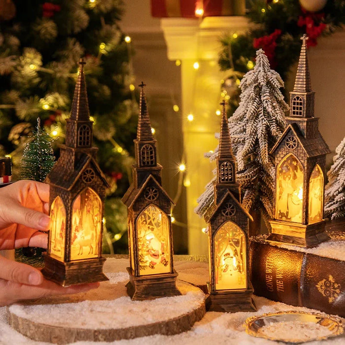Christmas Light Up Church Decorative Battery Operated Lantern