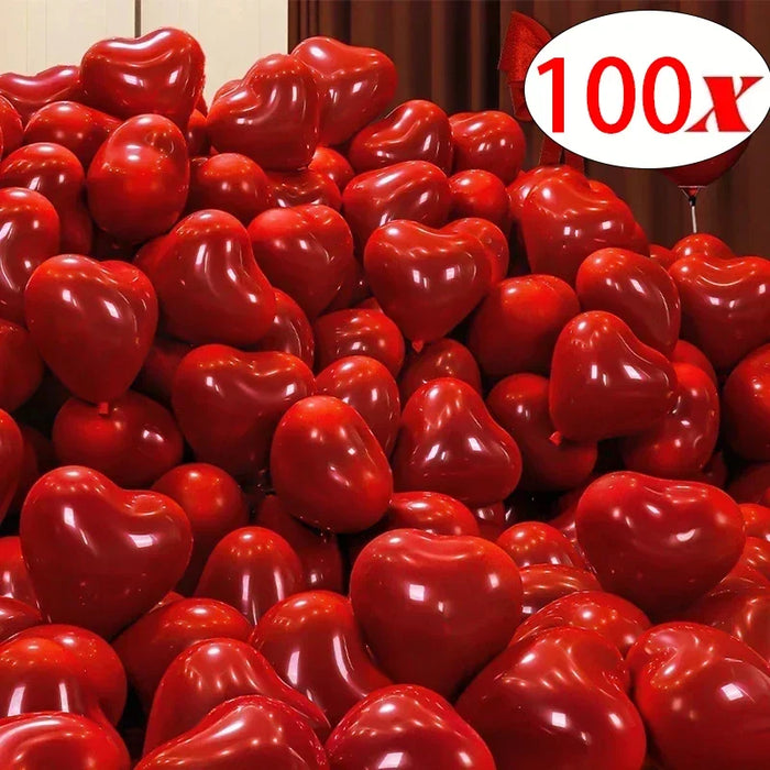 50/100pcs 10inch Red Heart Balloons Valentines Day Balloon for Valentines Decoration