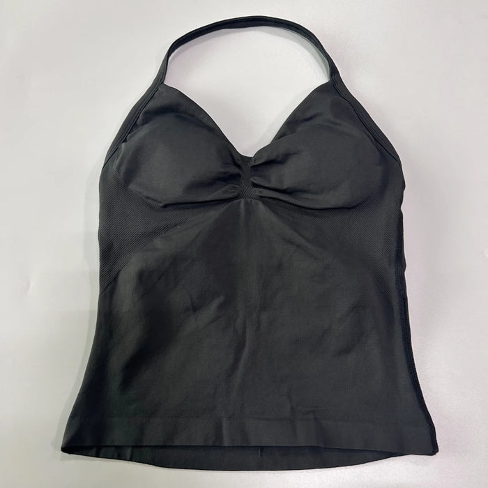 Impact Longline Strappy Gym Top Custom Logo Backless Gym Clothes Women Scrunch Built-in Bra With Removable Cups Yoga Tank Tops