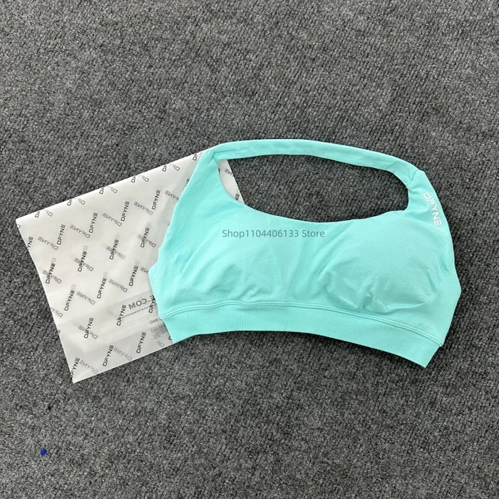 Impact Sports Bra Women Seamless Halter Neck Strap Bra with Logo Padded Open Back Yoga Top Bra Medium Support Gym Crop Top
