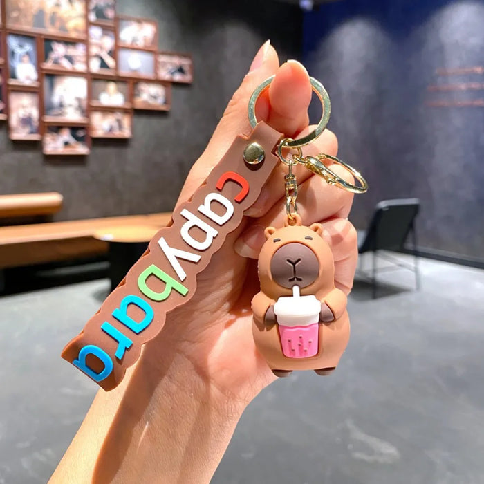 Cute Capybara Animal Keychains For Creative Car Keychain Cartoon Capibala Pendant Women Doll Keyring Charm Holiday Gifts Jewelry