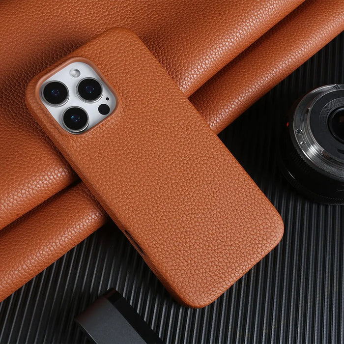 Luxury Magnetic Magsafe Genuine Leather Case For iP 16 Pro Max 15 14 13 12 11 Phone Cases Back Cover