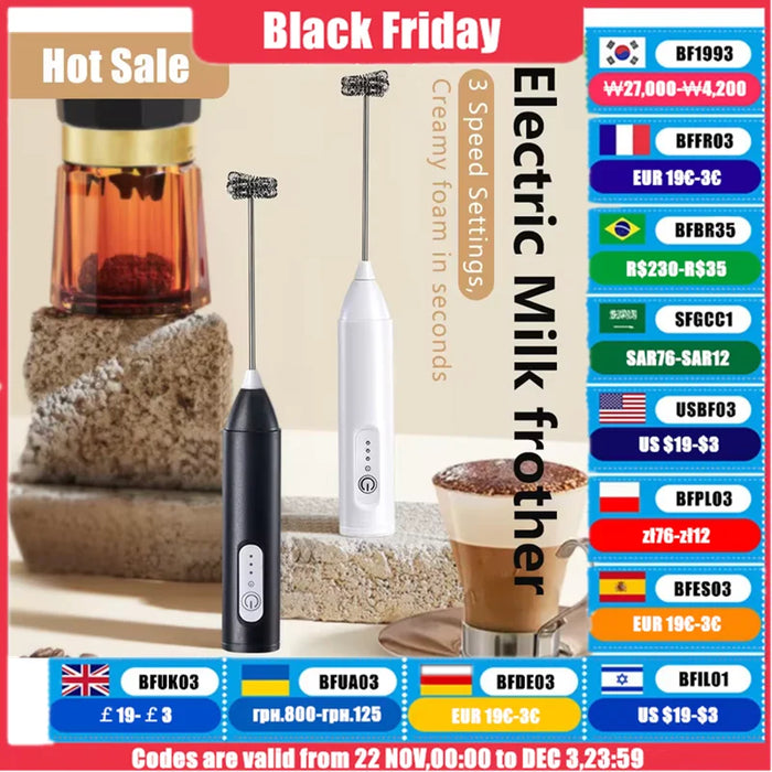 Electric Milk Foamer Blender Stainless Steel Handheld Milk Frother Wireless Coffee Whisk Mixer Egg Beater Tools For Kitchen