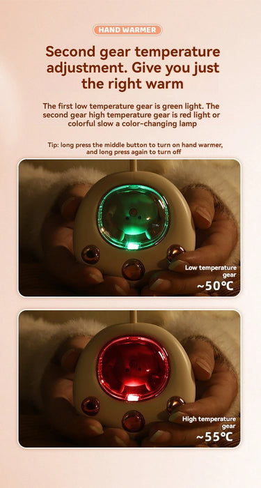 New Hand Warmer Mini Portable USB Rechargeable Hand Warmer 2 Level Heating Night Light with Hand String Winter Halloween Gift