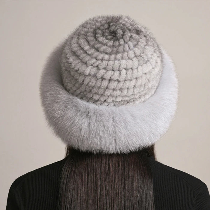 New Women Winter Luxury Knitted Real Mink Fur Bomber Hat Natural Warm Fox Fur Cap Girls Quality Soft 100% Genuine Mink Fur Hats