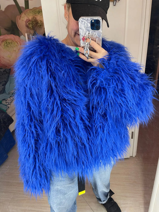 Fur Coats Women Fashion Pink Faux Fur Coat Elegant Thick Warm