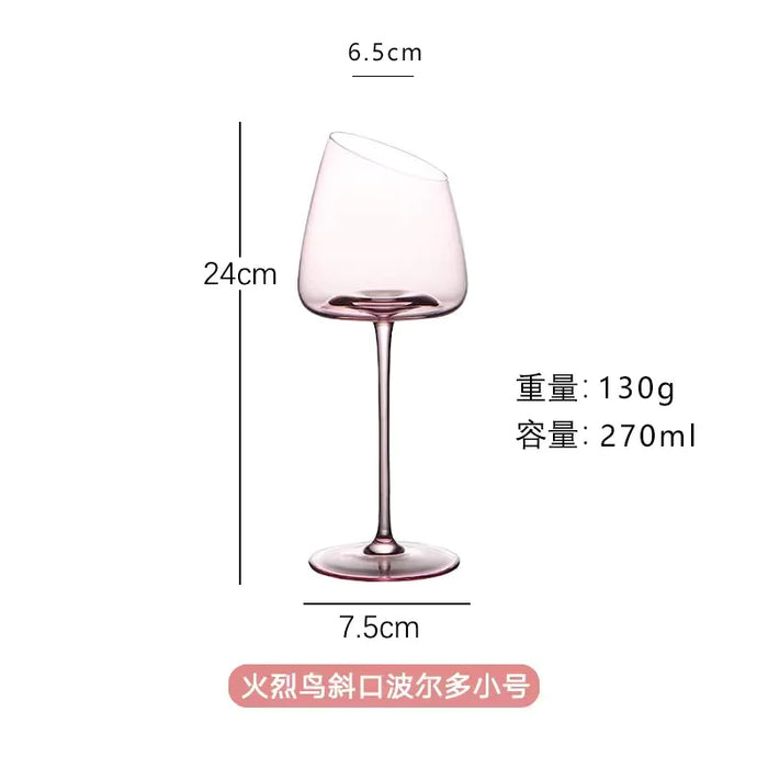 French Pink Flamingo Red Wine Glasses Set Crystal Glass Goblet Creative Inclined Mouth Concave Bottom Champagne Wine Cup Blue