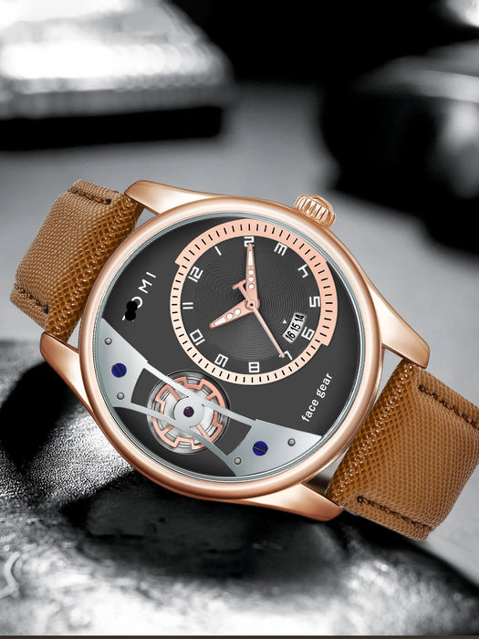 Set Gift Box for Men's Minimalist Business Watch Luxury Versatile Double Strap Detachable Watch Festival Gift