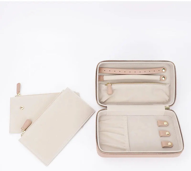 Personalized Emboss Gold Name Pebble Leather Jewelry Storage Box