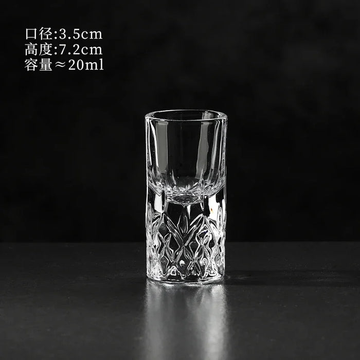 Engraved Diamond Crystal Glass Shot Glass for Whiskey Foreign Wine White Wine Bullet Glass Carved Home Household Drinkware