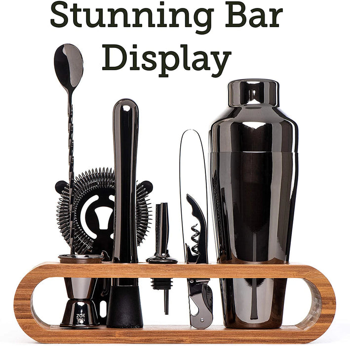 Cocktail Bar set Mixology Bartender Kit: 10-Piece Bar Tool Set with Stylish Bamboo Stand