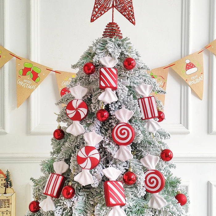 2pc 15cm Large Candy Pendant Christmas Decoration Red And White Lollipop