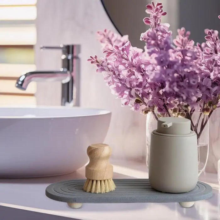 Water Absorbing Stone Counter Tray Quick Drying Neat Diatomaceous Earth Sink Tray Coasters Kitchen Sponge Hand Soap Holder