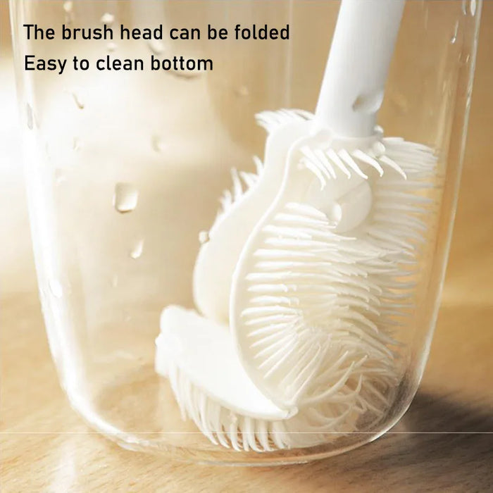 Silicone Milk Bottle Brush Cup Scrubber Glass Cleaner Long Handle Drink Bottle Clean Brush Kitchen Cleaning Tool