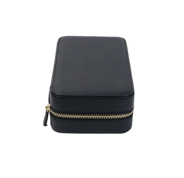 Personalized Emboss Gold Name Pebble Leather Jewelry Storage Box