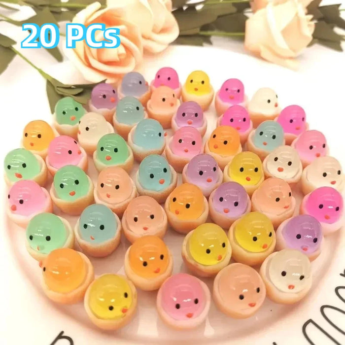 20PCS Luminous Chick Eggs Micro Landscape Ornament Easter Toys Birth Egg Glow in Dark Fairy Miniature Flower Potted Kids Gift