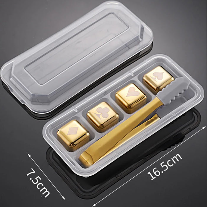 Reusable Stainless Steel Ice Cubes, 304 Steel Chilling Stones for Whiskey, Wine, Beer, Drink, Quick-Freeze Cooling Rock Bar Tool