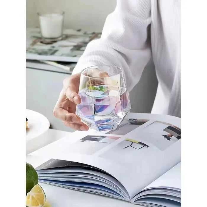 Color Heatproof Glass Net Celebrity Creative Hexagonal Crystal Glass Beautiful Milk Juice Drink Cup Family Party High Value