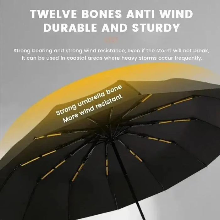 12 Bone Black Glue Fully Automatic Folding Umbrella