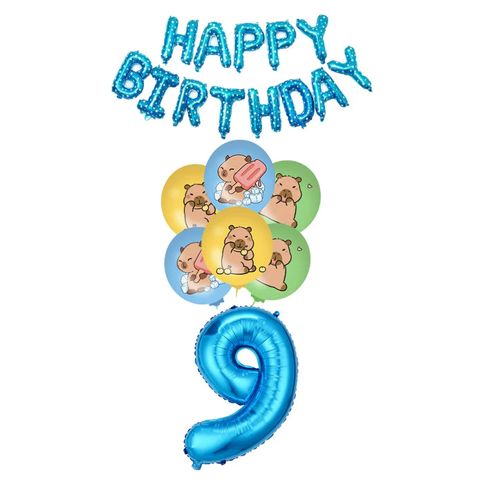 Capybara Birthday Decoration Cartoon Tableware Cups Plate Napkin Balloons Capybara Theme Birthday Party Decoration Supplies Kit