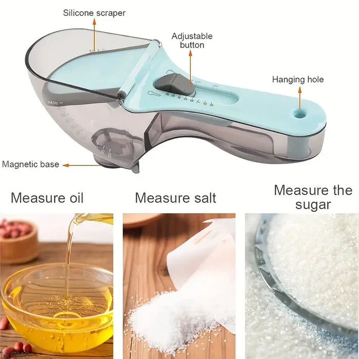 1Pc Adjustable Measuring Cup And Measuring Spoon Plastic Spoon Measuring Cup With Handle For Dry And Liquid Kitchen Tool