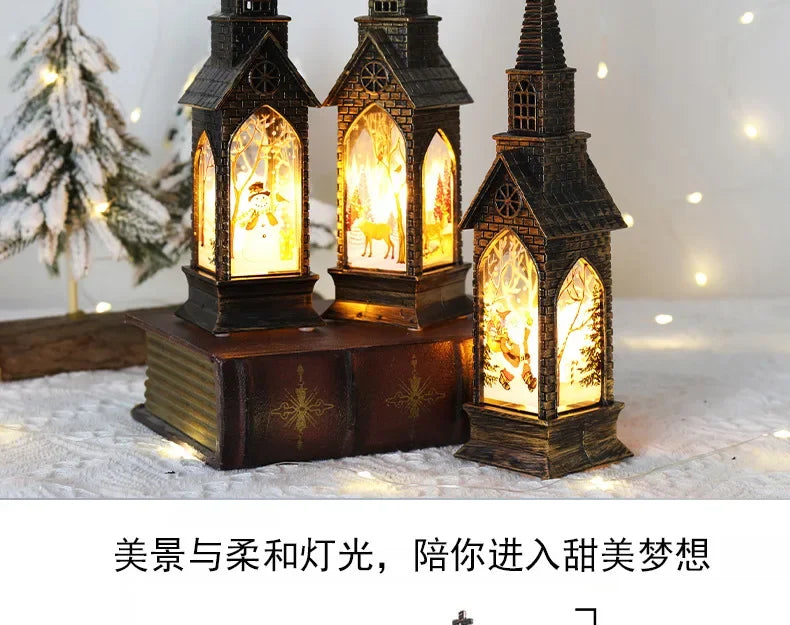Christmas Light Up Church Decorative Battery Operated Lantern